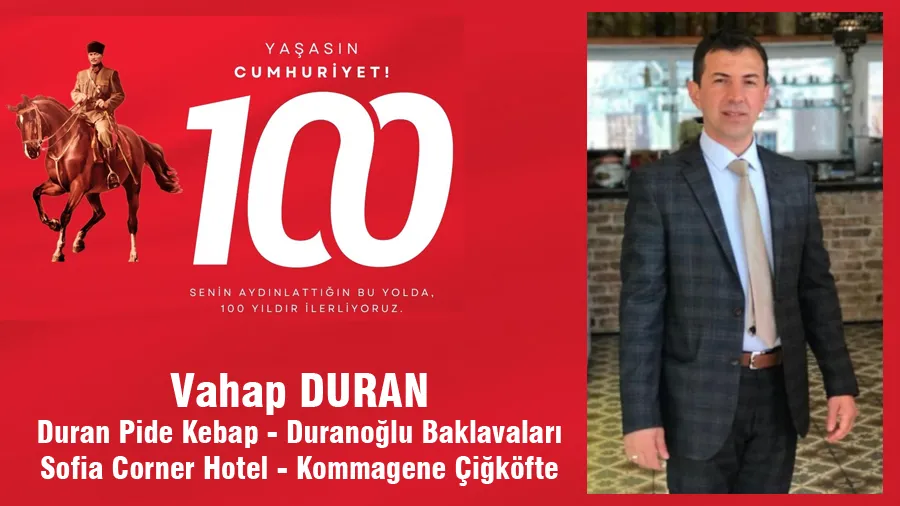 Vahap Duran Cumhuriyet Bayramı Mesajı
